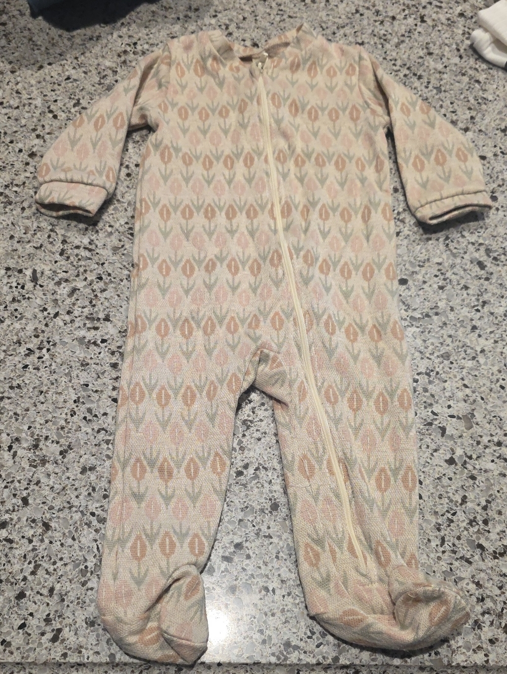 Cozy Cream Floral-Print Footed One-Piece for Kids